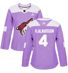 Women's Adidas Arizona Coyotes #4 Niklas Hjalmarsson Authentic Purple Fights Cancer Practice NHL Jersey