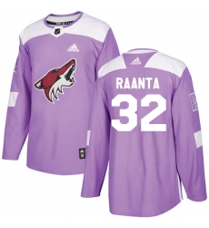 Youth Adidas Arizona Coyotes #32 Antti Raanta Authentic Purple Fights Cancer Practice NHL Jersey