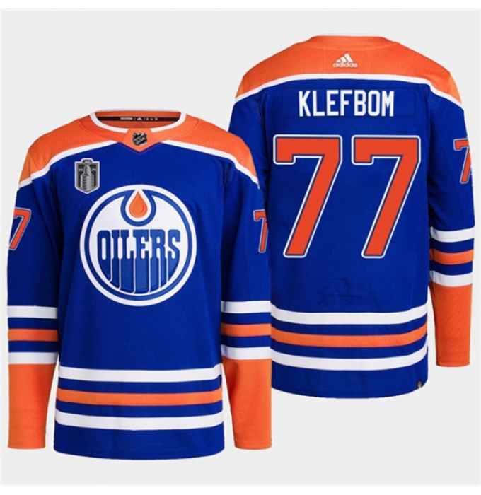 Men's Edmonton Oilers #77 Oscar Klefbom Royal 2024 Stanley Cup Final Stitched Jersey