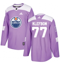 Youth Adidas Edmonton Oilers #77 Oscar Klefbom Authentic Purple Fights Cancer Practice NHL Jersey