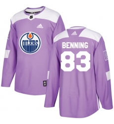 Men's Adidas Edmonton Oilers #83 Matt Benning Authentic Purple Fights Cancer Practice NHL Jersey