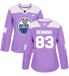 Women's Adidas Edmonton Oilers #83 Matt Benning Authentic Purple Fights Cancer Practice NHL Jersey