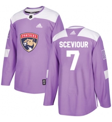 Men's Adidas Florida Panthers #7 Colton Sceviour Authentic Purple Fights Cancer Practice NHL Jersey