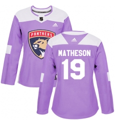 Women's Adidas Florida Panthers #19 Michael Matheson Authentic Purple Fights Cancer Practice NHL Jersey