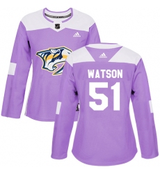 Women's Adidas Nashville Predators #51 Austin Watson Authentic Purple Fights Cancer Practice NHL Jersey