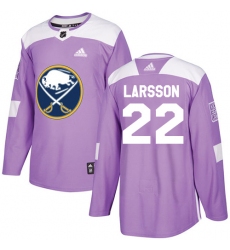 Men's Adidas Buffalo Sabres #22 Johan Larsson Authentic Purple Fights Cancer Practice NHL Jersey