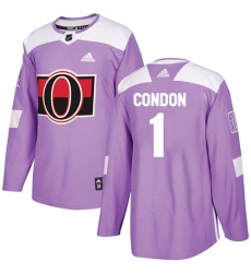 Youth Adidas Ottawa Senators #1 Mike Condon Authentic Purple Fights Cancer Practice NHL Jersey