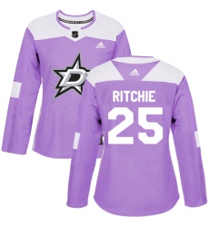 Women's Adidas Dallas Stars #25 Brett Ritchie Authentic Purple Fights Cancer Practice NHL Jersey