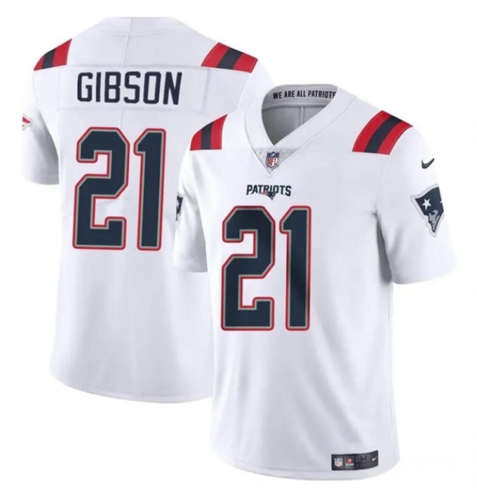 Men's New England Patriots #21 Antonio Gibson White Vapor Limited Football Stitched Jersey