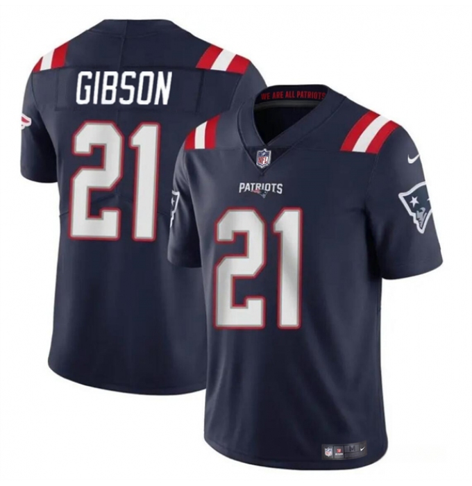 Men's New England Patriots #21 Antonio Gibsonz Navy Vapor Limited Football Stitched Jersey
