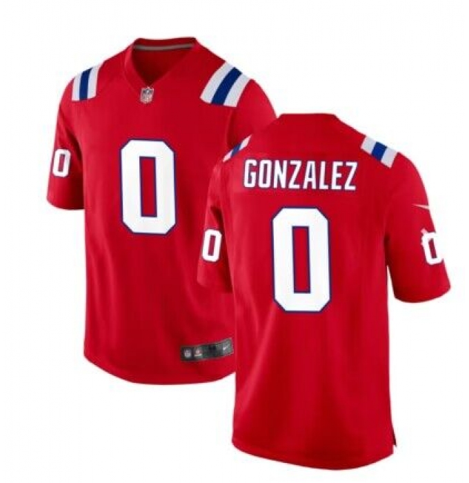 Men's Nike New England Patriots #0 Christian Gonzalez Red 2023 F.U.S.E. Vapor Limited Football Stitched Jersey