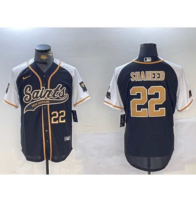 Men's New Orleans Saints #22 Rashid Shaheed Black White 1987 Legacy Cool Base Stitched Baseball Jerseys