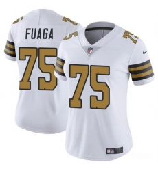 Women's New Orleans Saints #75 Taliese Fuaga White 2024 Draft Color Rush Stitched Game Jersey(Run Small)