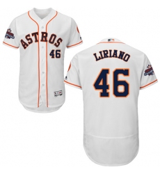 Men's Majestic Houston Astros #46 Francisco Liriano Authentic White Home 2017 World Series Champions Flex Base MLB Jersey