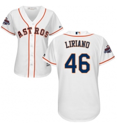 Women's Majestic Houston Astros #46 Francisco Liriano Authentic White Home 2017 World Series Champions Cool Base MLB Jersey