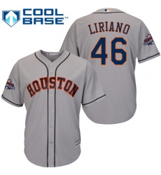 Youth Majestic Houston Astros #46 Francisco Liriano Authentic Grey Road 2017 World Series Champions Cool Base MLB Jersey