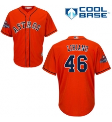 Youth Majestic Houston Astros #46 Francisco Liriano Authentic Orange Alternate 2017 World Series Champions Cool Base MLB Jersey