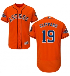 Men's Majestic Houston Astros #19 Tyler Clippard Authentic Orange Alternate 2017 World Series Champions Flex Base MLB Jersey