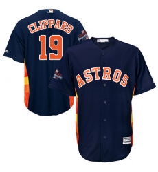 Men's Majestic Houston Astros #19 Tyler Clippard Replica Navy Blue Alternate 2017 World Series Champions Cool Base MLB Jersey