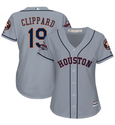 Women's Majestic Houston Astros #19 Tyler Clippard Authentic Grey Road 2017 World Series Champions Cool Base MLB Jersey