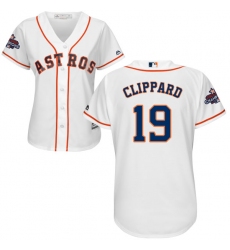 Women's Majestic Houston Astros #19 Tyler Clippard Authentic White Home 2017 World Series Champions Cool Base MLB Jersey