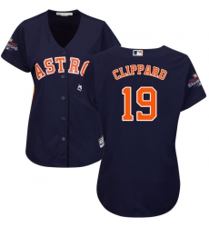 Women's Majestic Houston Astros #19 Tyler Clippard Replica Navy Blue Alternate 2017 World Series Champions Cool Base MLB Jersey