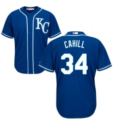 Youth Majestic Kansas City Royals #34 Trevor Cahill Authentic Blue Alternate 2 Cool Base MLB Jersey