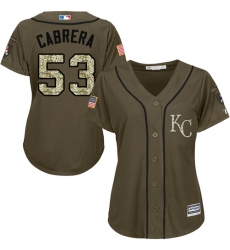 Women's Majestic Kansas City Royals #53 Melky Cabrera Authentic Green Salute to Service MLB Jersey