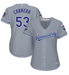 Women's Majestic Kansas City Royals #53 Melky Cabrera Authentic Grey Road Cool Base MLB Jersey