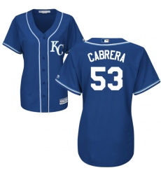 Women's Majestic Kansas City Royals #53 Melky Cabrera Replica Blue Alternate 2 Cool Base MLB Jersey