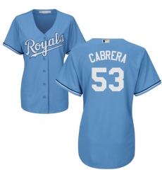 Women's Majestic Kansas City Royals #53 Melky Cabrera Replica Light Blue Alternate 1 Cool Base MLB Jersey