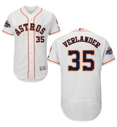 Men's Majestic Houston Astros #35 Justin Verlander Authentic White Home 2017 World Series Champions Flex Base MLB Jersey