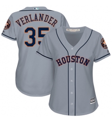 Women's Majestic Houston Astros #35 Justin Verlander Authentic Grey Road Cool Base MLB Jersey