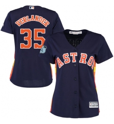 Women's Majestic Houston Astros #35 Justin Verlander Authentic Navy Blue Alternate Cool Base MLB Jersey