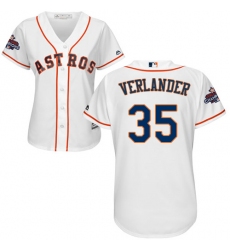 Women's Majestic Houston Astros #35 Justin Verlander Authentic White Home 2017 World Series Champions Cool Base MLB Jersey