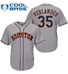 Youth Majestic Houston Astros #35 Justin Verlander Authentic Grey Road Cool Base MLB Jersey