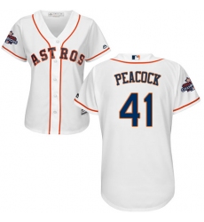 Women's Majestic Houston Astros #41 Brad Peacock Authentic White Home 2017 World Series Champions Cool Base MLB Jersey