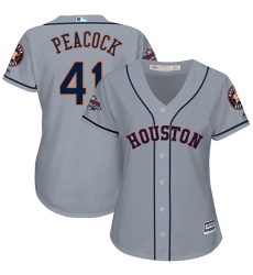 Women's Majestic Houston Astros #41 Brad Peacock Replica Grey Road 2017 World Series Champions Cool Base MLB Jersey