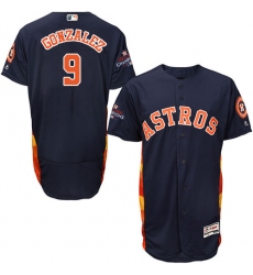 Men's Majestic Houston Astros #9 Marwin Gonzalez Authentic Navy Blue Alternate 2017 World Series Champions Flex Base MLB Jersey