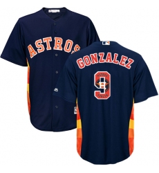 Men's Majestic Houston Astros #9 Marwin Gonzalez Authentic Navy Blue Team Logo Fashion Cool Base MLB Jersey