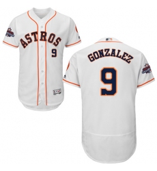 Men's Majestic Houston Astros #9 Marwin Gonzalez Authentic White Home 2017 World Series Champions Flex Base MLB Jersey