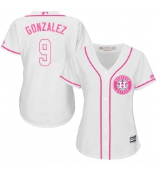 Women's Majestic Houston Astros #9 Marwin Gonzalez Authentic White Fashion Cool Base MLB Jersey