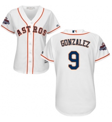 Women's Majestic Houston Astros #9 Marwin Gonzalez Authentic White Home 2017 World Series Champions Cool Base MLB Jersey