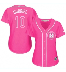 Women's Majestic Houston Astros #10 Yuli Gurriel Replica Pink Fashion Cool Base MLB Jersey