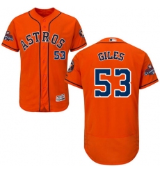 Men's Majestic Houston Astros #53 Ken Giles Authentic Orange Alternate 2017 World Series Champions Flex Base MLB Jersey