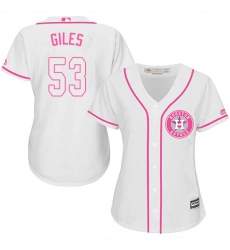 Women's Majestic Houston Astros #53 Ken Giles Authentic White Fashion Cool Base MLB Jersey