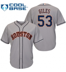 Youth Majestic Houston Astros #53 Ken Giles Authentic Grey Road Cool Base MLB Jersey