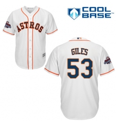 Youth Majestic Houston Astros #53 Ken Giles Authentic White Home 2017 World Series Champions Cool Base MLB Jersey