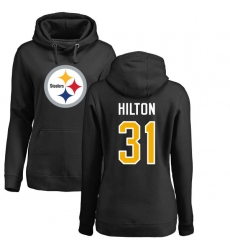 NFL Women's Nike Pittsburgh Steelers #31 Mike Hilton Black Name & Number Logo Pullover Hoodie