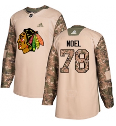 Men's Adidas Chicago Blackhawks #78 Nathan Noel Authentic Camo Veterans Day Practice NHL Jersey